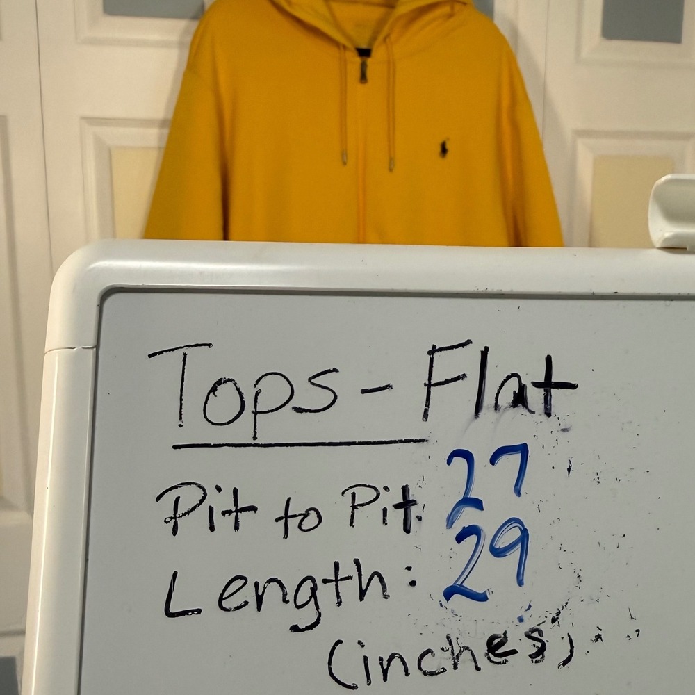 Polo Ralph Lauren Mens XXL Yellow Short Sleeve Full Zip Hoodie Pony 71088151 - Picture 8 of 8